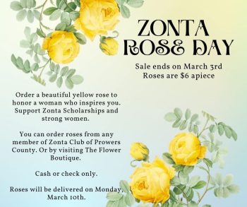 Zonta Club taking orders for its 2025 "Rose Day" - deadline to order roses is March 3