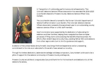 Gary Harbert receives 2024-2025 Louis Nardini Award