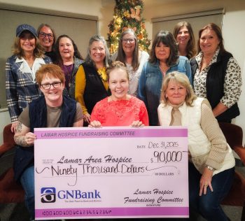 Lamar Area Hospice Fundraising Committee presents $90,000 check to Lamar Area Hospice