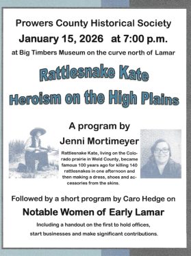 "Rattlesnake Kate" presentation at Big Timbers Museum January 15, 2026